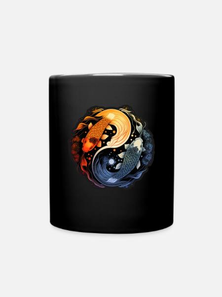 Japan Koi Fisch Karpfen Japanisch Kirschblüte - Tasse einfarbig - Schwarz