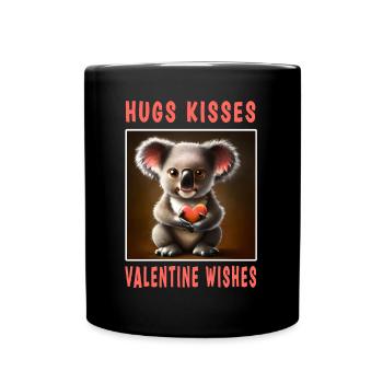 Câlins Bisous et souhaits Valentin - Mug uni - noir - Devant