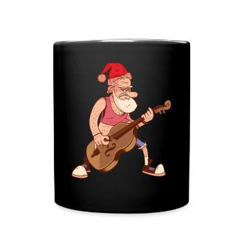 Contrebassiste du Père Noël - Père Noël Double Bass Pla - Mug uni - noir - Devant