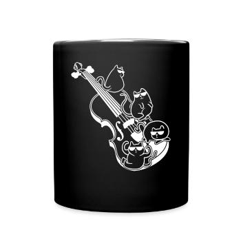 Double Bassist Double Bass with Cats - Tasse einfarbig - Schwarz - Vorne