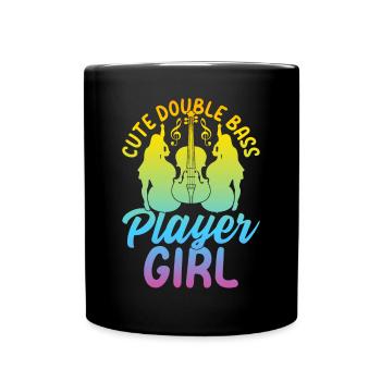 Mignon contrebassiste fille contrebassiste fille do - Mug uni - noir - Devant