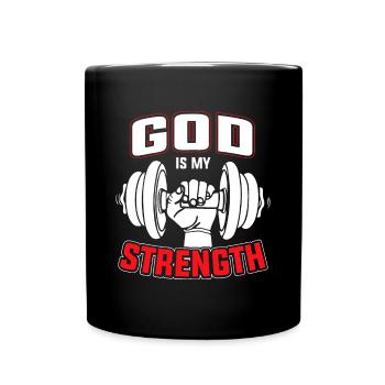 God Is My Strength Workout Exercise - Full Colour Mug - black - Front