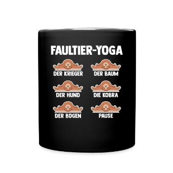 Faultier Yoga - Tasse einfarbig - Schwarz - Vorne