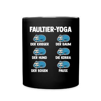 Faultier Yoga - Tasse einfarbig - Schwarz - Vorne