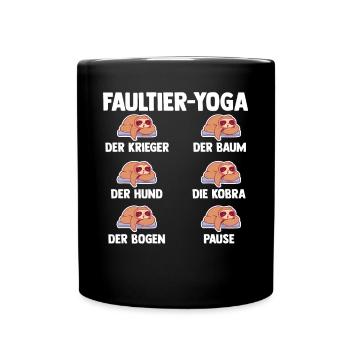 Faultier Yoga - Tasse einfarbig - Schwarz - Vorne