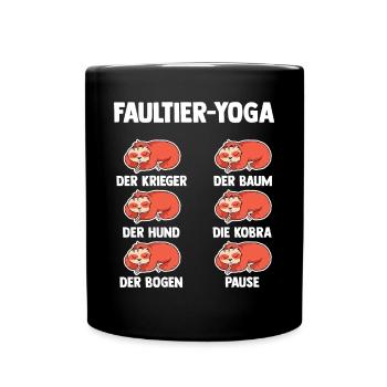 Faultier Yoga - Tasse einfarbig - Schwarz - Vorne
