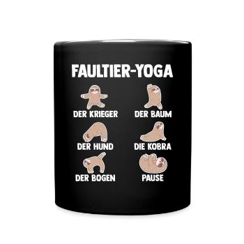 Faultier Yoga - Tasse einfarbig - Schwarz - Vorne