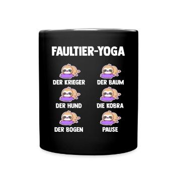 Faultier Yoga - Tasse einfarbig - Schwarz - Vorne