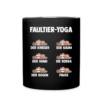 Faultier Yoga - Tasse einfarbig - Schwarz - Vorne