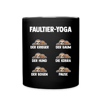 Faultier Yoga - Tasse einfarbig - Schwarz - Vorne