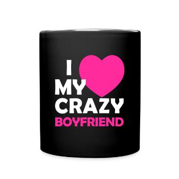 I Heart My Crazy Boyfriend Tshirt Drôle de Saint-Valentin - Mug uni - noir - Devant