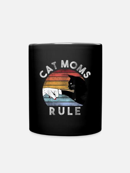 Meilleure chemise de maman de chat, t-shirt de maman de chat rétro, chat - Mug uni - noir