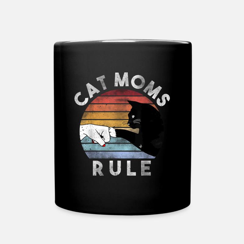 Meilleure chemise de maman de chat, t-shirt de maman de chat rétro, chat - Mug uni - noir