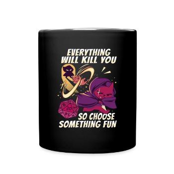 D20 Cat design for an RPG GAMER - Full Colour Mug - black - Front