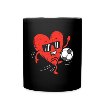 Coeur Jouer au football Saint-Valentin Football filles - Mug uni - noir - Devant