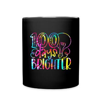 Tie Dye 100 Days Brighter Student Happy 100th Day - Mug uni - noir - Devant
