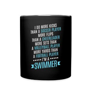 Lustiges Schwimmen Schwimmer - Tasse einfarbig - Schwarz - Vorne