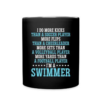 Lustiges Schwimmen Schwimmer - Tasse einfarbig - Schwarz - Vorne