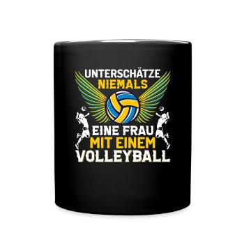 Frau Volleyball Geschenkidee - Tasse einfarbig - Schwarz - Vorne