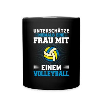Volleyball Frau Geschenkidee - Tasse einfarbig - Schwarz - Vorne