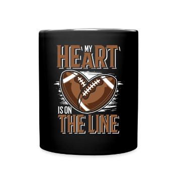 My heart beats for offensive lineman football - Full Colour Mug - black - Front