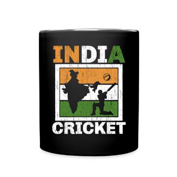 Indien Cricketspieler Cricketspieler Schläger und Ball Sport - Tasse einfarbig - Schwarz - Vorne