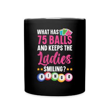 Qu’est-ce qui a 75 balles et garde les dames souriantes - Mug uni - noir - Devant