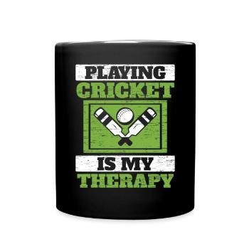 Jouer au cricket est mon joueur de cricket de thérapie - Mug uni - noir - Devant