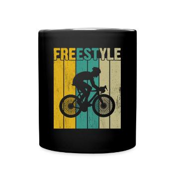 BMX Freestyle Radfahrer - Tasse einfarbig - Schwarz - Vorne