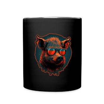 Chasse au sanglier Chasseur Sanglier Chasse Forêt - Mug uni - noir - Devant
