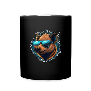 Chasse au sanglier Chasseur Sanglier Chasse Forêt - Mug uni - noir - Devant