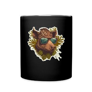 Chasse au sanglier Chasseur Sanglier Chasse Forêt - Mug uni - noir - Devant