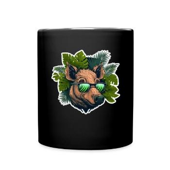 Chasse au sanglier Chasseur Sanglier Chasse Forêt - Mug uni - noir - Devant
