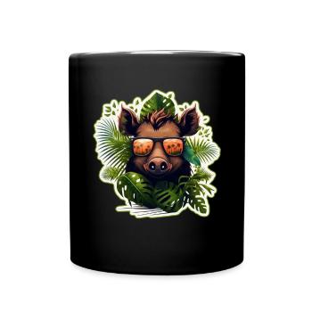 Chasse au sanglier Chasseur Sanglier Chasse Forêt - Mug uni - noir - Devant