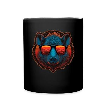 Chasse au sanglier Chasseur Sanglier Chasse Forêt - Mug uni - noir - Devant
