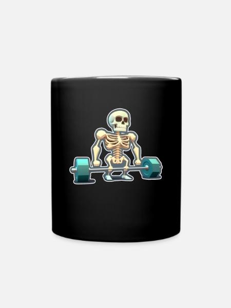 Deadlift Skeleton Bodybuilding Sport Deadlift - Full Colour Mug - black
