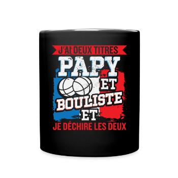 Papy Et Bouliste Pétanque Accessoire Boccia Cadeau - Mug uni - noir - Devant
