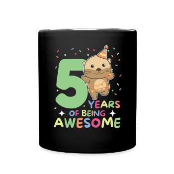 Otter for the 5th birthday Children five years old - Full Colour Mug - black - Front