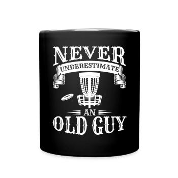Never Underestimate An Old Guy Disc Golf Course - Full Colour Mug - black - Front