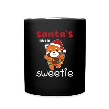 Roter Panda Weihnachten Santa's little sweetie - Tasse einfarbig - Schwarz - Vorne