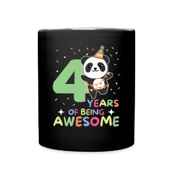Panda for 4th birthday children four years old - Full Colour Mug - black - Front