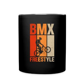 Vintage BMX Freestyle Cyclist - Full Colour Mug - black - Front