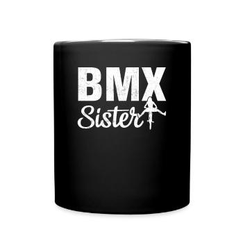 BMX-Schwester Fahrrad Fahrendes Mädchen - Tasse einfarbig - Schwarz - Vorne