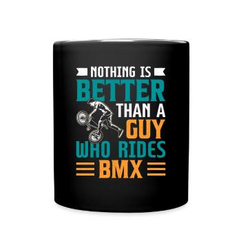 Lustig Ein Kerl, Der Bmx Fahrrad Fährt Reiten - Tasse einfarbig - Schwarz - Vorne