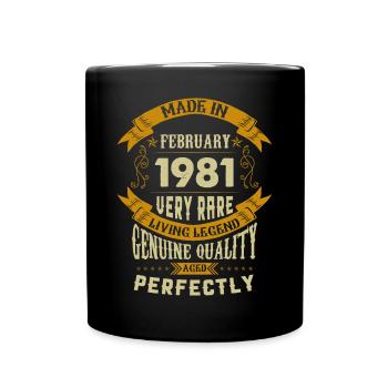 Février 1981 Vintage vintage anniversaire - Mug uni - noir - Devant