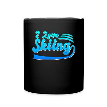 Ich liebe Ski - Tasse einfarbig - Schwarz - Vorne