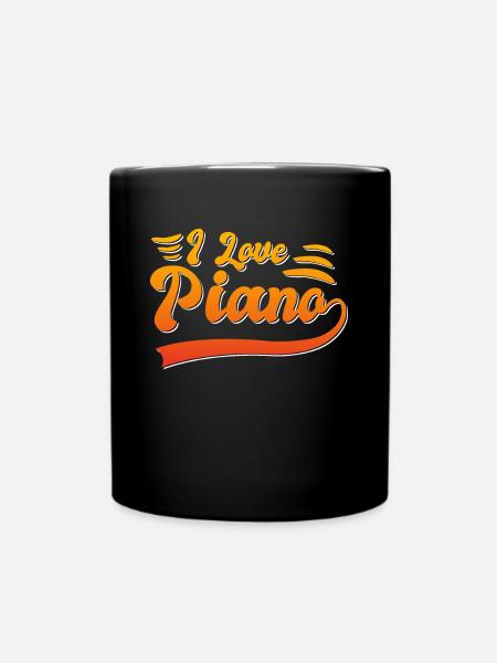Ich liebe Klavier - Tasse einfarbig - Schwarz