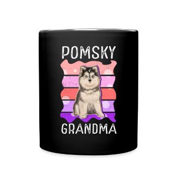 Pomsky Grandma Chiens Chien Propriétaire Cadeau - Mug uni - noir - Devant