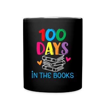 100 Days in the Books - Book Lover English Reading - Full Colour Mug - black - Front