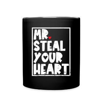 Mr Steal Your Heart Valentinstag Funny V Day Boy - Tasse einfarbig - Schwarz - Vorne